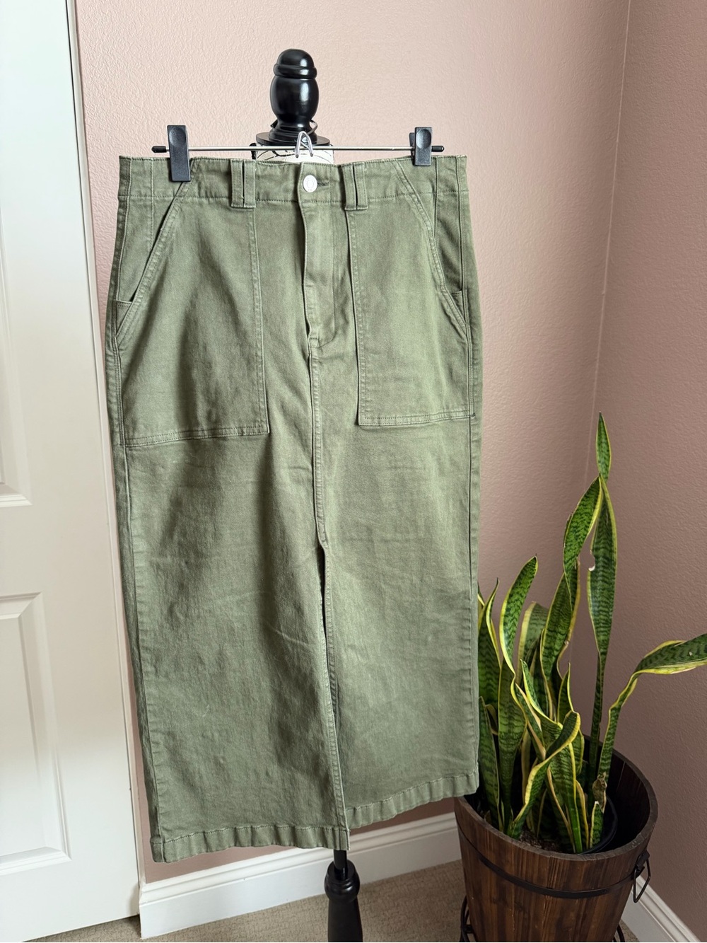 pistola Olive Utility Midi Skirt